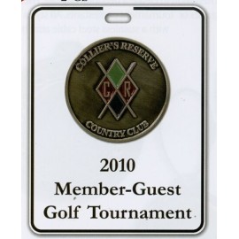 One Sided Rectangle Printed Plastic Bag Tag w/ Medallion 3 1/2"x4 1/2" with Logo  One Sided Rectangle Printed Plastic Bag Tag w/ Medallion 3 1/2"x4 1/2" with Logo