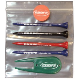 Pro Elite Premium Poly Bag Pack w/ 4 Tees, 1 Quarter Size Marker & 1 Caddy Fixer Logo Printed