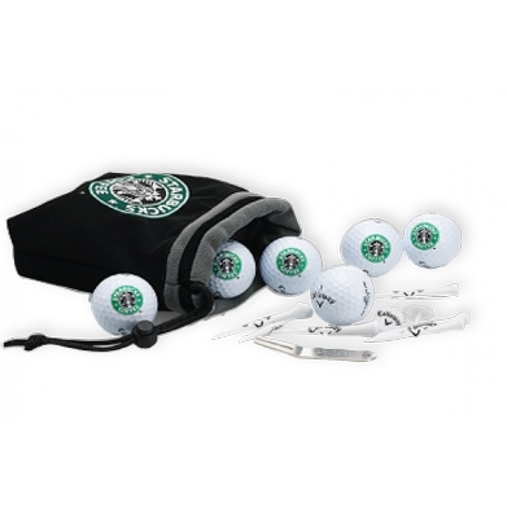 Logo Printed Callaway Supersoft 6-Ball Valuables Pouch w/Tee Pack Logo Printed Callaway Supersoft 6-Ball Valuables Pouch w/Tee Pack