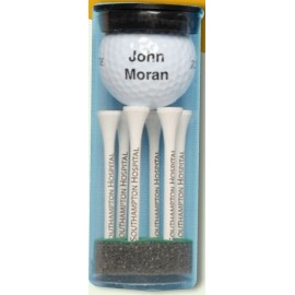 Custom Branded "Titleist" DT Tru Soft Solo Golf Ball Tube w/ 2 Golf Balls & Six 3 1/4" Tees