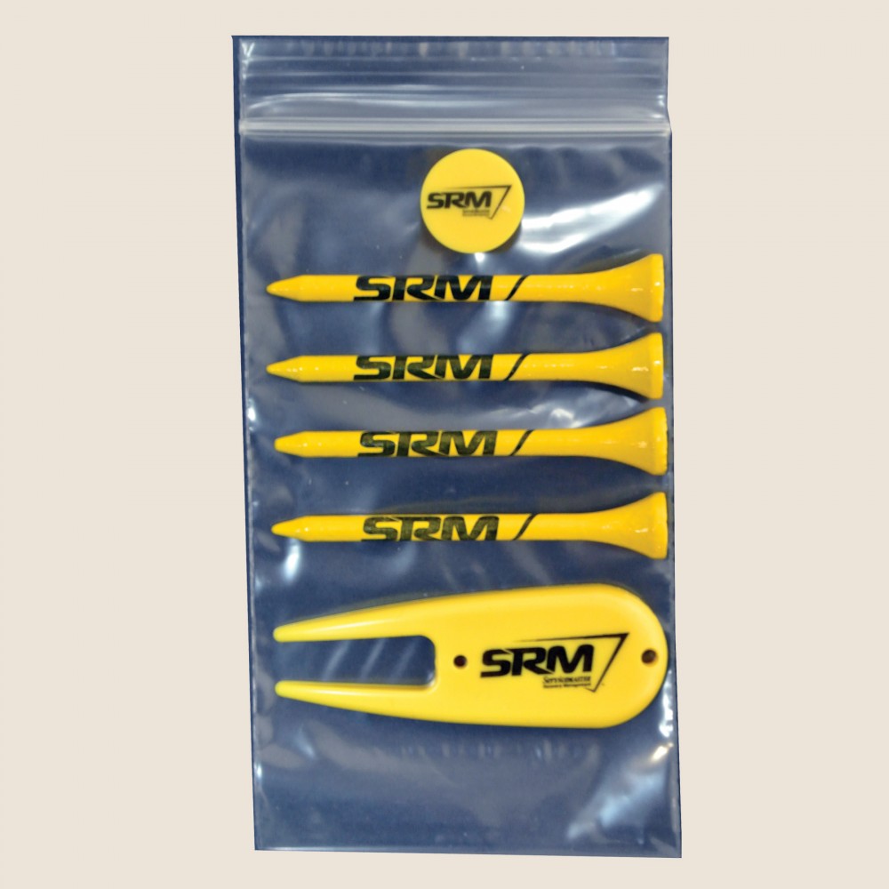 Custom Imprinted Pro Elite Premium Poly Bag Pack w/ 4 Tees, 1 Caddy Fixer & 1 Quarter Size Marker Custom Imprinted Pro Elite Premium Poly Bag Pack w/ 4 Tees, 1 Caddy Fixer & 1 Quarter Size Marker