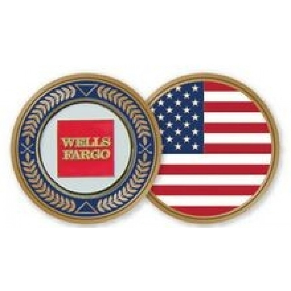 Stock Commemorative US Flag Ball Marker Coin with Logo