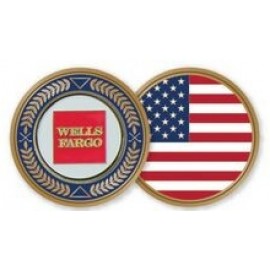 Stock Commemorative US Flag Ball Marker Coin with Logo  Stock Commemorative US Flag Ball Marker Coin with Logo