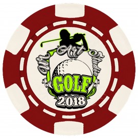 6 Stripe Custom Poker Chip Ball Marker with 6 Stripes - Full Color Direct Print with Logo  6 Stripe Custom Poker Chip Ball Marker with 6 Stripes - Full Color Direct Print with Logo