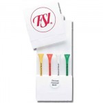 Golf Tee Matchbook Packet w/ Four 2 3/4" Golf Tees & 1 Ball Marker with Logo