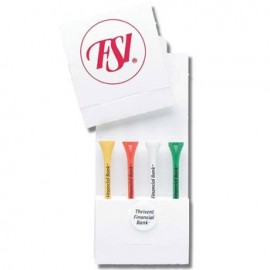 Custom Branded Golf Tee Matchbook Packet w/ Four 2 3/4" Golf Tees & 1 Ball Marker