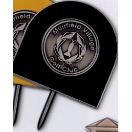 Custom Imprinted Tee Markers w/ 2" Club Lorente Medallion  Custom Imprinted Tee Markers w/ 2" Club Lorente Medallion