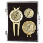 Rhinestone Divot Tool and Hat Clip Golf Kit with Logo