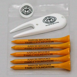 Poly Bagged Golf Tee Set - 5 Tees, 1 Markers, 1 Divot Tool - 1-color imprint with Logo  Poly Bagged Golf Tee Set - 5 Tees, 1 Markers, 1 Divot Tool - 1-color imprint with Logo
