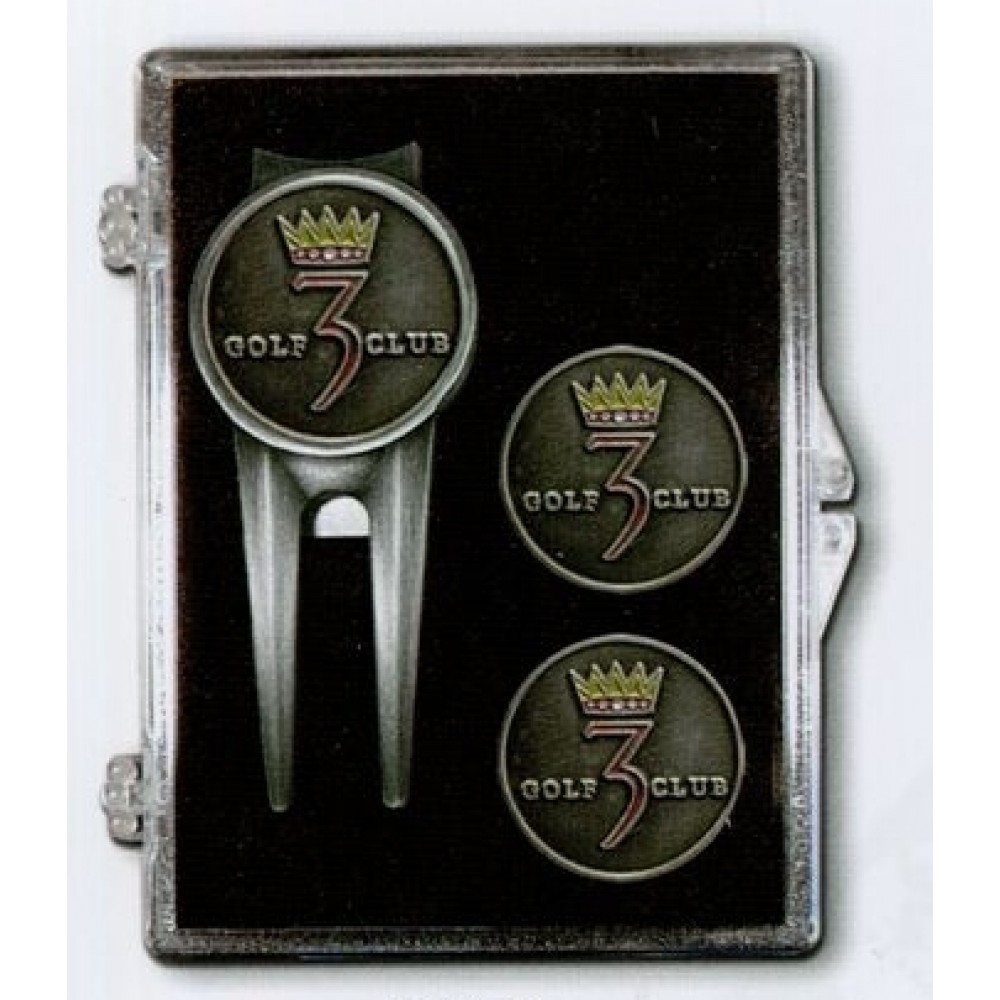 Custom Imprinted Boss Kit w/ Divot Repair Tool & 3 Ball Markers Custom Imprinted Boss Kit w/ Divot Repair Tool & 3 Ball Markers