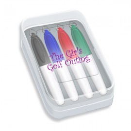 Custom Branded Mini Sharp Mark Fine Tip Permanent Marker in Clear Plastic Box (4-Pack)
