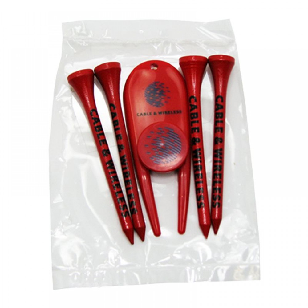 4 Tees, 1 Ball Marker and 1 Divot Tool with Logo 4 Tees, 1 Ball Marker and 1 Divot Tool with Logo