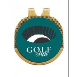 Custom Imprinted Antique Gold Hat Clip w/Golf Ball Marker