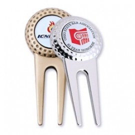 Divot Tool w/ Magnetic Ball Marker Antique Brass or Nickel with Logo