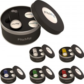 Custom Branded Pitchfix XL 3.0 Deluxe Set - Tool & 2 Additional Markers in Round Tin  Custom Branded Pitchfix XL 3.0 Deluxe Set - Tool & 2 Additional Markers in Round Tin