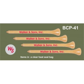 Custom Branded Golf Combo Pack - 4 Tees / Ball Marker (3 1/4" Tee)