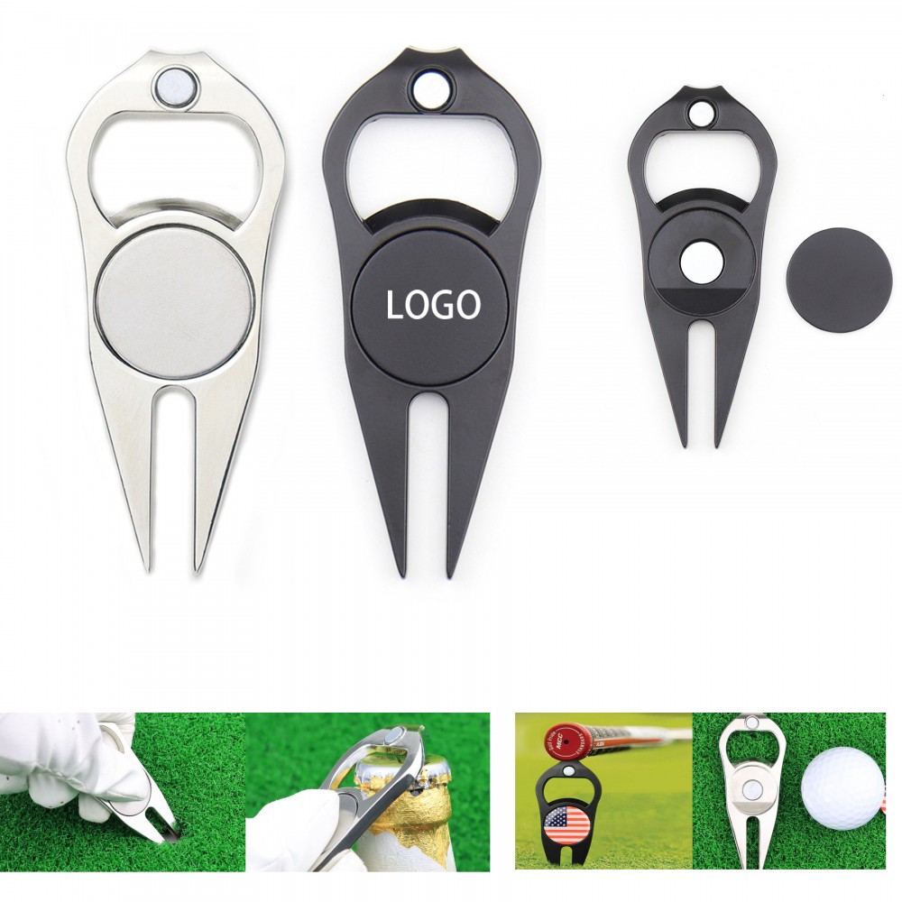Golf Divot Repair Tool with Ball Marker with Logo