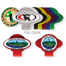 Silver Vibraprint Golf Hat Clip w/ Ball Marker with Logo  Silver Vibraprint Golf Hat Clip w/ Ball Marker with Logo