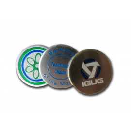 Gold/Silver- Color Coated Golf Ball Marker / Screen Printed (3/4" Diameter) with Logo  Gold/Silver- Color Coated Golf Ball Marker / Screen Printed (3/4" Diameter) with Logo