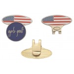 Custom Imprinted Oval American Flag Hat Clip with 1" Ball Marker