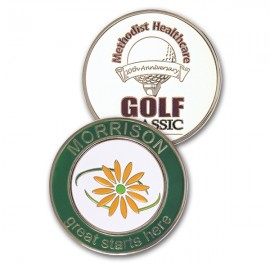 Jumbo Marker 1.25" Custom with 3/4" Enamel Ballmarker with Logo  Jumbo Marker 1.25" Custom with 3/4" Enamel Ballmarker with Logo