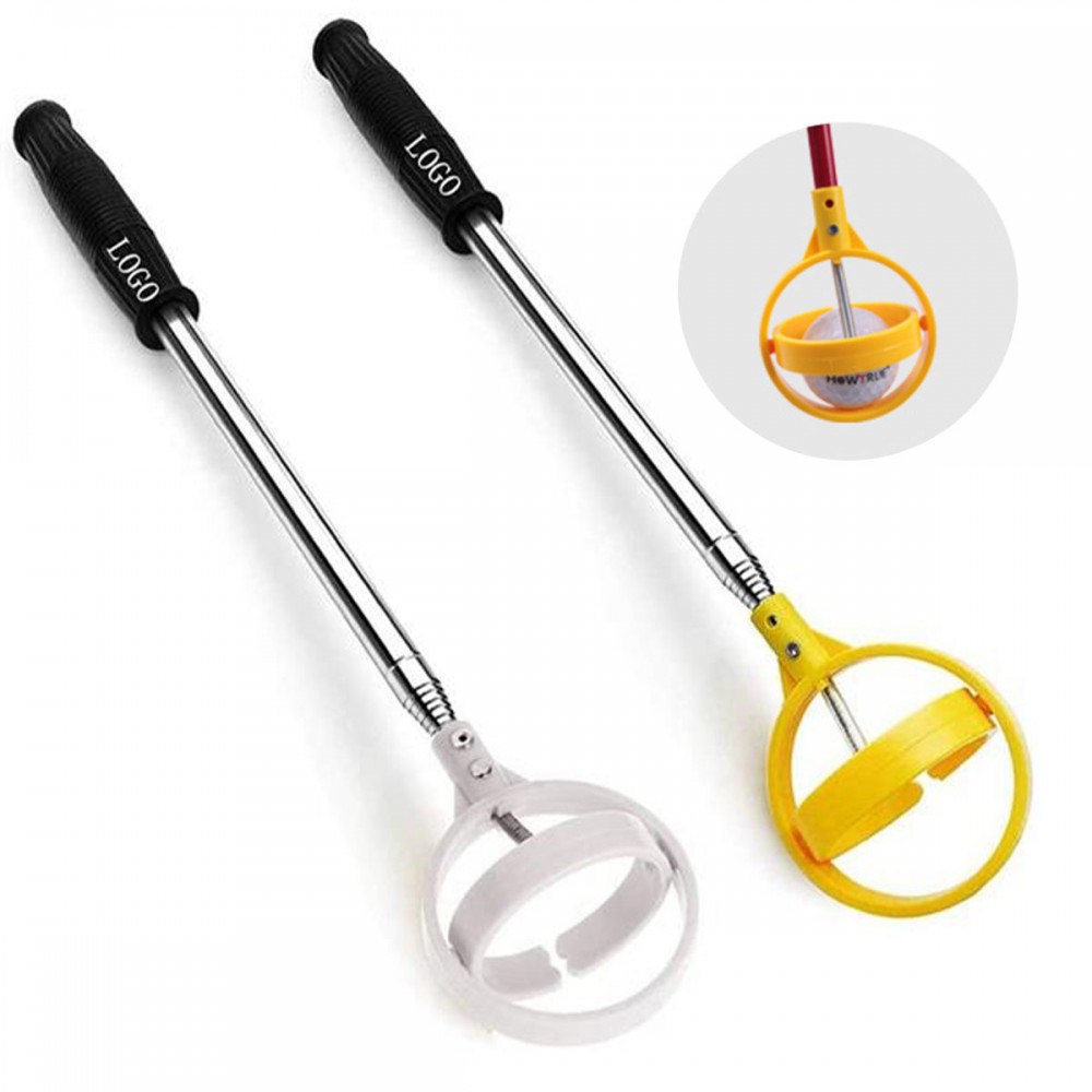 Telescopic Golf Ball Pick Up w/Automatic Locking Scoop Custom Imprinted