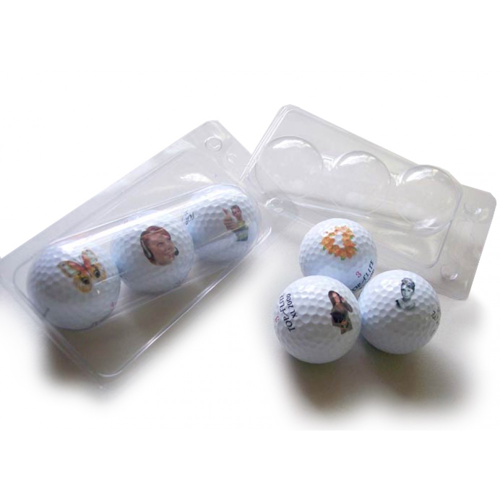 Plastic Clamshell for 3 Golf Balls Logo Printed Plastic Clamshell for 3 Golf Balls Logo Printed