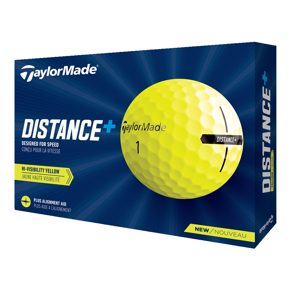 TaylorMade 2021 Distance+ Golf Balls - Yellow with Logo
