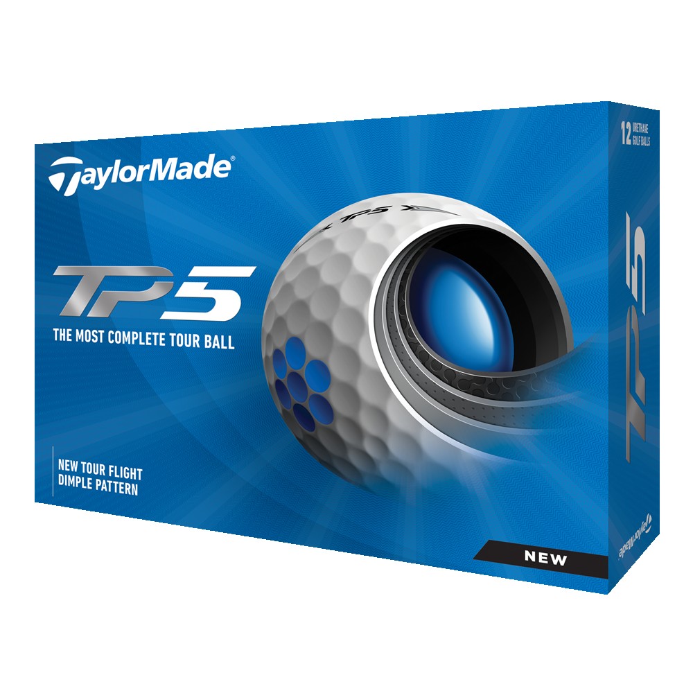 TaylorMade 2021 TP5 Golf Balls - White with Logo