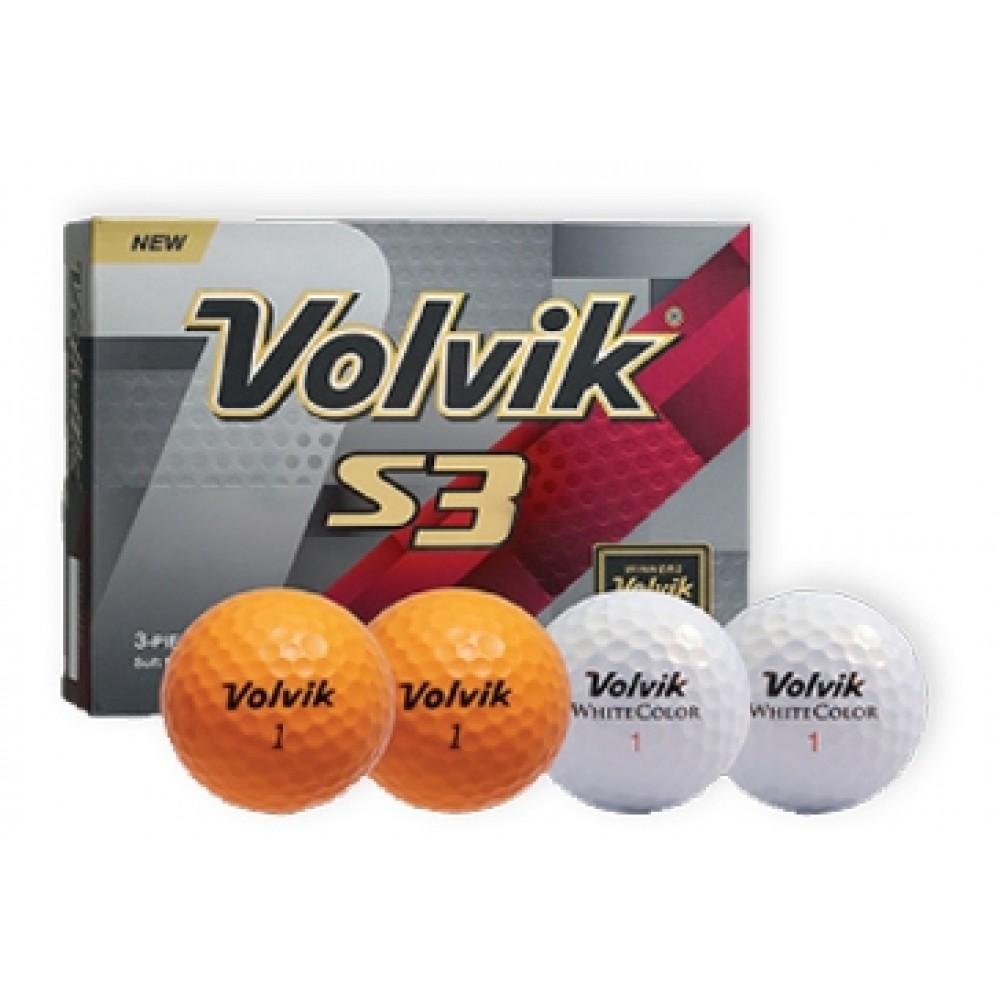 Volvik® S3 Orange Golf Balls Logo Printed Volvik® S3 Orange Golf Balls Logo Printed