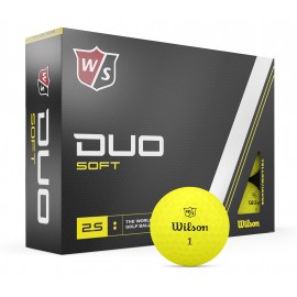 Logo Branded Wilson Staff Duo Soft YELLOW Golf Ball - Dozen Box