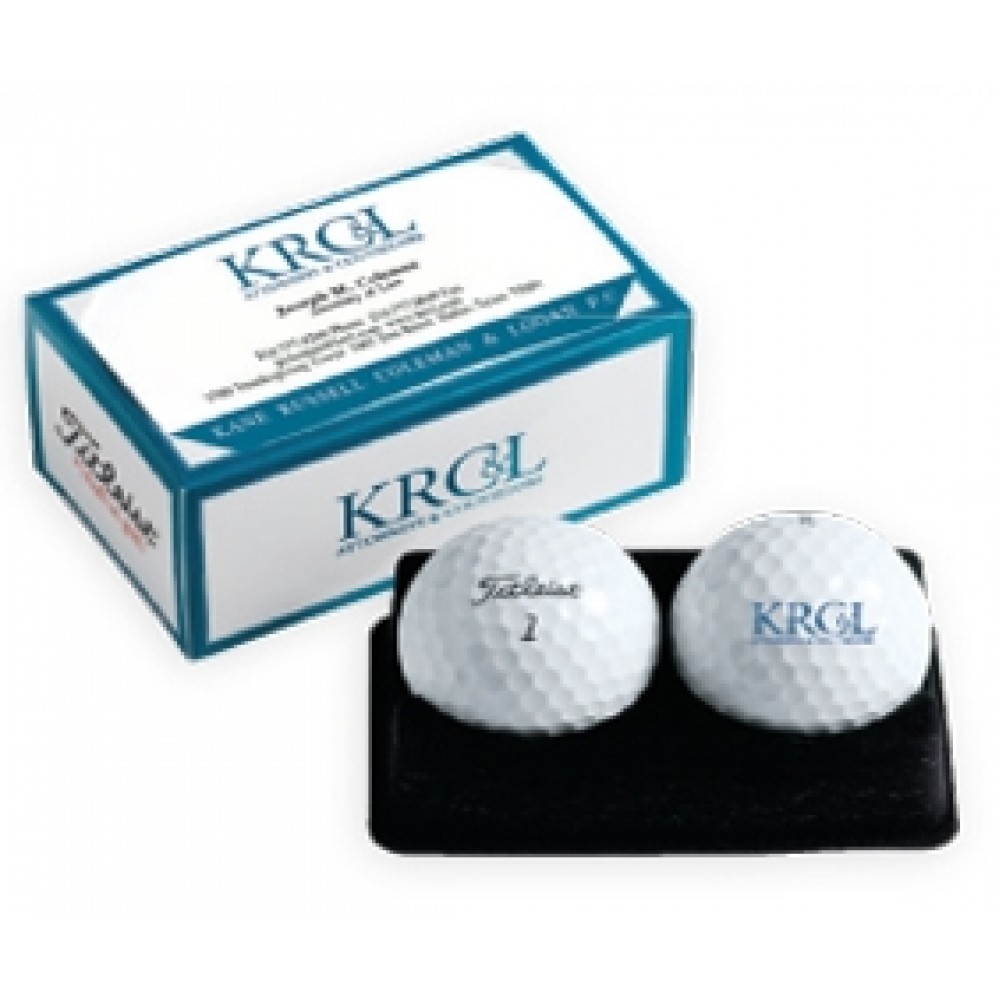 PackEdge® Titleist® DT TruSoft™ Yellow 2 Ball Custom Business Card Box Custom Imprinted PackEdge® Titleist® DT TruSoft™ Yellow 2 Ball Custom Business Card Box Custom Imprinted