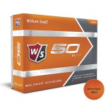 Logo Branded Wilson Staff 50 Elite Gloss ORANGE Golf Ball - Dozen Box