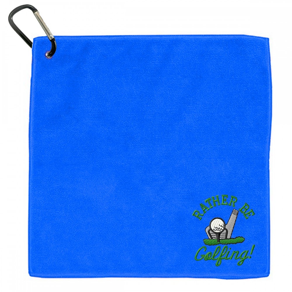 Custom Embroidered Golf Towel with Carabiner Attachment Custom Embroidered Golf Towel with Carabiner Attachment