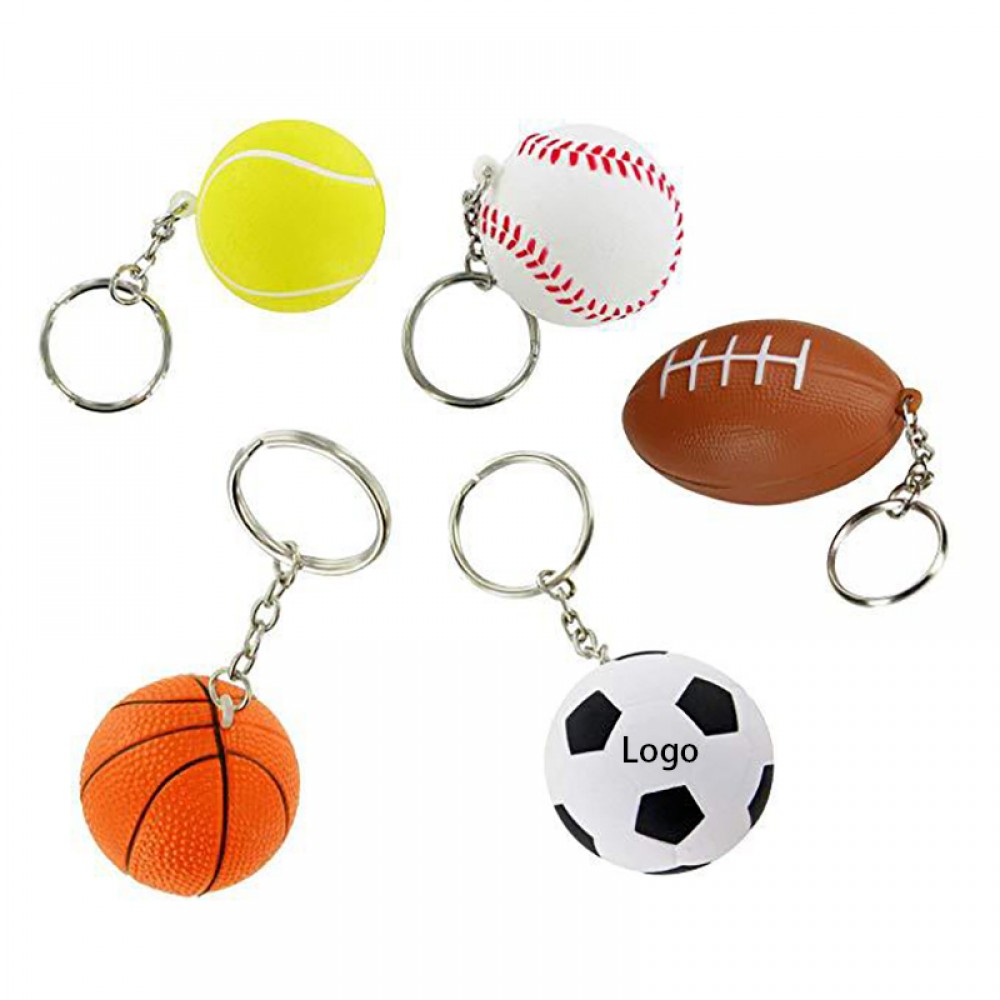 Customized 2 in 1 Custom Sports Key Ring and Stress Ball