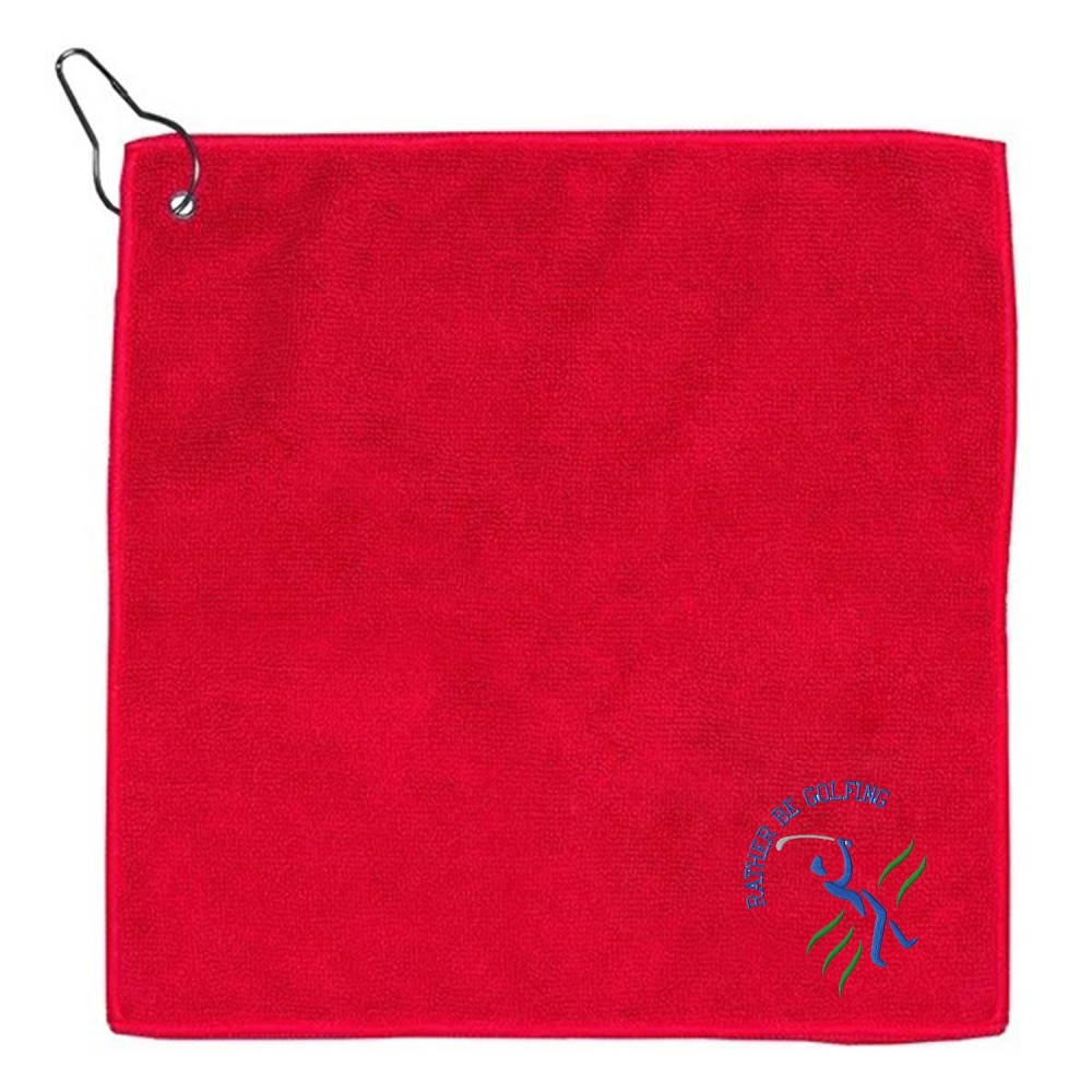 WaffleStitch 400 GSM Embroidered Golf Towel with Logo WaffleStitch 400 GSM Embroidered Golf Towel with Logo