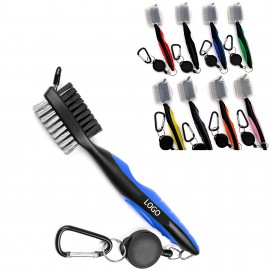 Golf Club Brush Groove Cleaner with Retractable Zip-line and Aluminum Carabiner Cleaning Tools with Logo