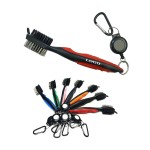 Custom Branded Golf Club Cleaning Brush w/Retractable Clip and Carabiner