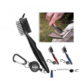 Golf Club Brush With Retractable Zip-Line with Logo  Golf Club Brush With Retractable Zip-Line with Logo