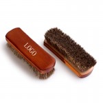 Natural Wooden Horsehair Shoe Brushes 5.9"x 1.77" with Logo