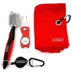 Golf Towel Club Groove Cleaner Brush Divot Tool Kit with Logo