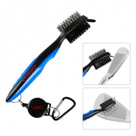 2 Sided Golf Club Groove Cleaner Brush With Metal Carabiner with Logo