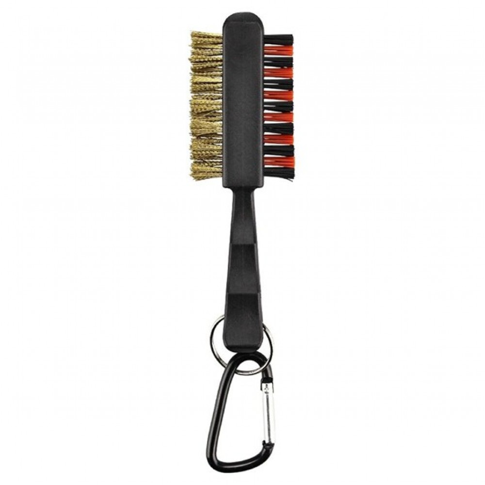 Logo Branded Golf Club Dual Sided Cleaning Brush w/Carabiner