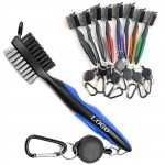 Promotional Golf Club Brush and Club Groove Cleaner Retractable with Carabiner