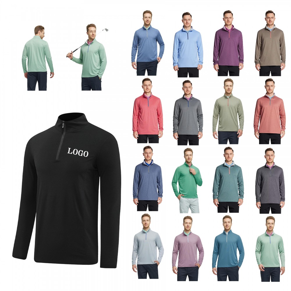 Promotional Quarter Zip Wicking Dry Men Long Sleeve Golf Pullover Promotional Quarter Zip Wicking Dry Men Long Sleeve Golf Pullover