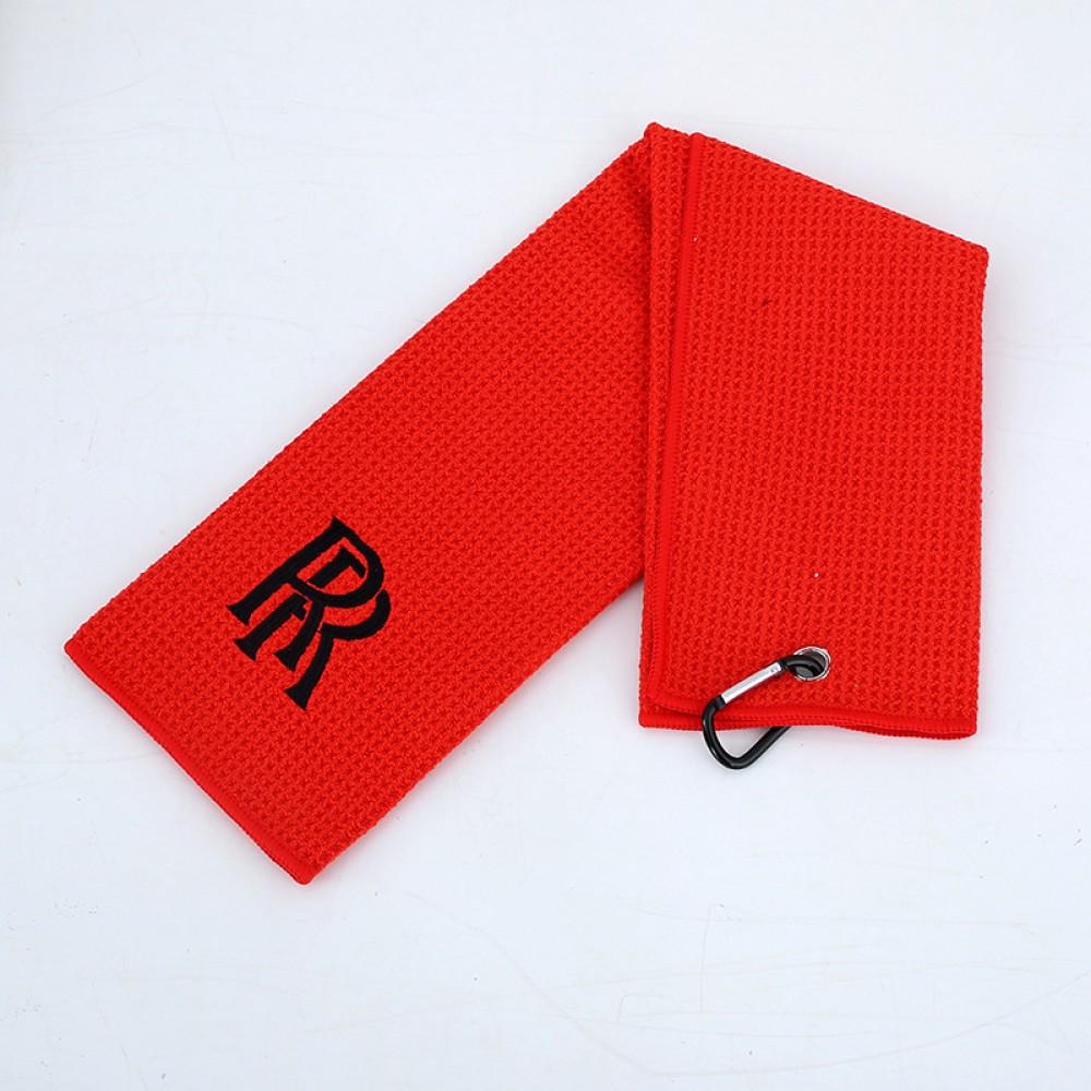 Waffle Cotton Golf Towel With Clip with Logo