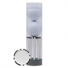 2-Ball & 8-Tee Tube w/Poker Chip Ball Marker with Logo  2-Ball & 8-Tee Tube w/Poker Chip Ball Marker with Logo