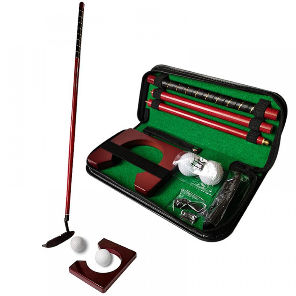Personalized Executive Travel Indoor Golf Wooden Club Putter Kit