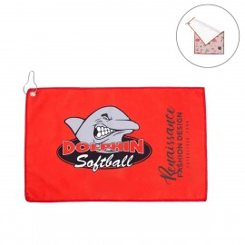 Logo Branded Full Color Microfiber Waffle Golf Towel With Grommet  Logo Branded Full Color Microfiber Waffle Golf Towel With Grommet