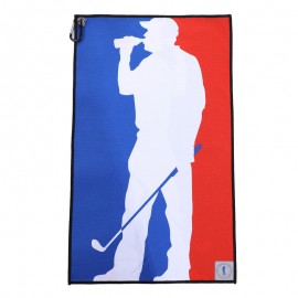 Logo Branded 15.7"x 23.6" Full Color Microfiber Golf Towel with Grommet & Carabiner